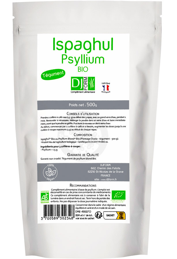 ispaghul psyllium bio tégument 500 g djform