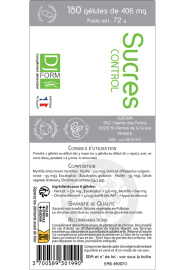 Etiquette Sucres Control Djform 180 gélules