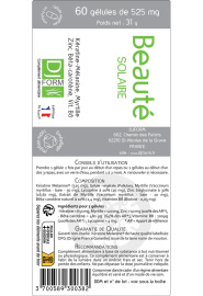 Beauté solaire 60 gélules étiquette
