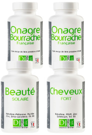 Pack Beauté Solaire + Cheveux Fort + 2 Onagre Bourrache