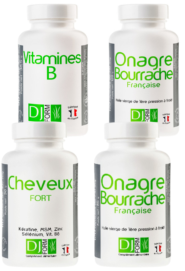 Pack Cheveux Fort + Onagre-Bourrache + Vitamines B Pack Cheveux Fort + Onagre-Bourrache + Vitamines B