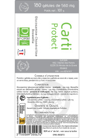 Carti Protect - Glucosamine Chondroïtine Boswellia MSM - Djform - etiquette 180 gélules