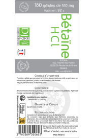 Bétaïne HCl gélatine marine Djform 180 gélules