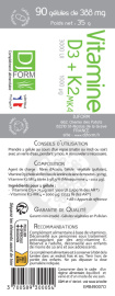 Vitamine D3 3000 UI + K2 MK4 1000µg - Djform - étiquette