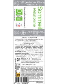 Sommeil mélatonine 90 gélules étiquette